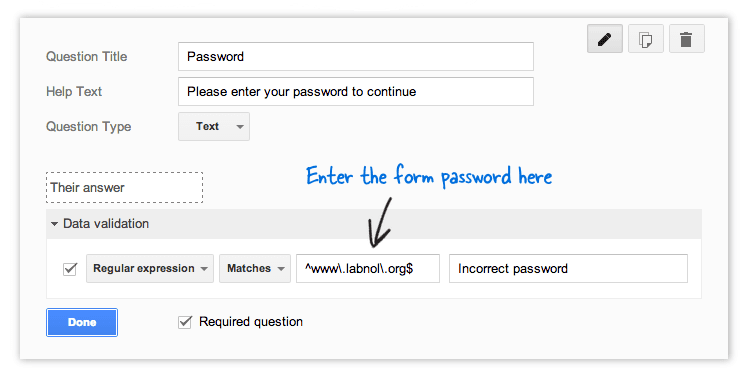 can a google form be password protected